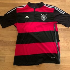 adidas Black and Red Striped Men's Soccer Jersey